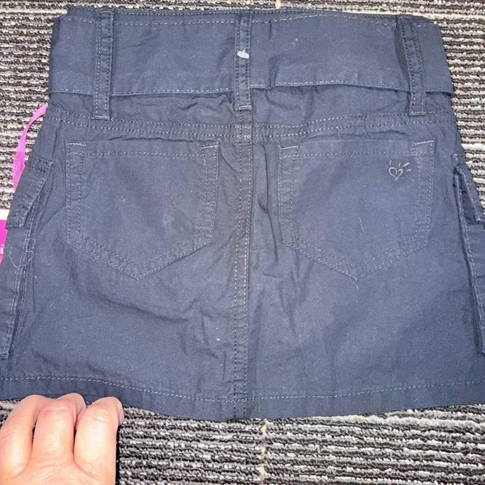 Justice Cargo Skort Girls 7 Slim New Black Belted Utility Denim Skirt
